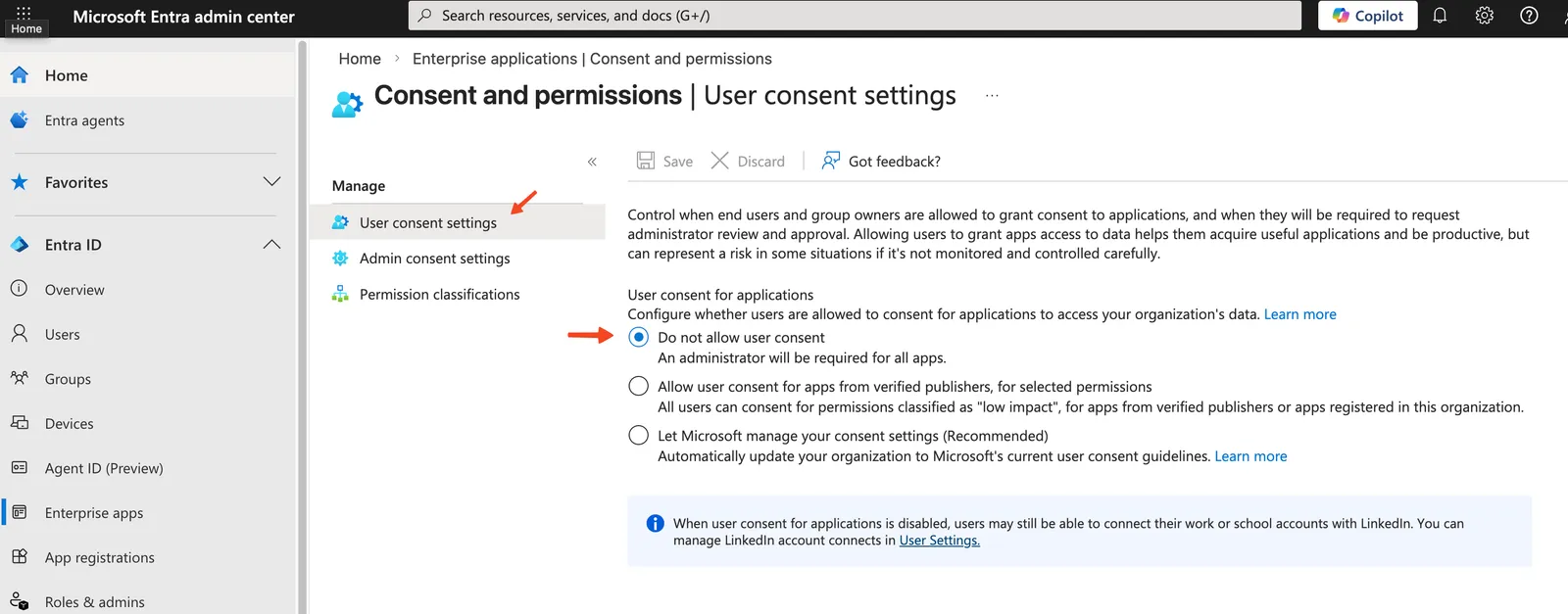 User consent settings